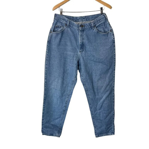 Lee Jeans Light Wash 90s Mom Fit Tapered Leg High Rise Waist 100% Cotton Plus 16 - Picture 1 of 8